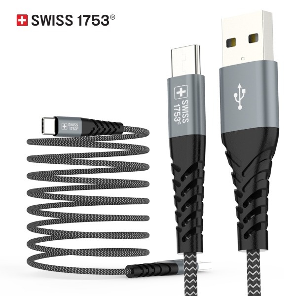 USB-A 2.0 to Type-C 고속 충전케이블, 스위스1753 [블랙/1.2m]