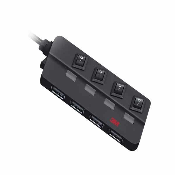 EAZY PORT SHARP (USB허브/4포트) 블랙 ▶ [무전원/개별스위치] ◀