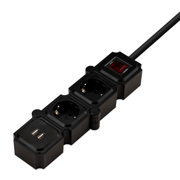 파워존 테트리스 멀티탭 USB 2구 [길이선택] 5m 블랙