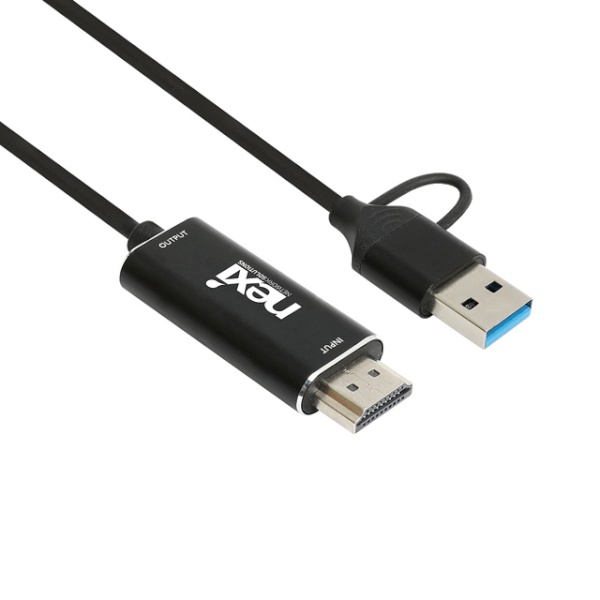 HDMI to Type-C+USB-A 2.0 미러링 케이블, NVR/DVR 스마트폰 출력, NX-UAC21HD, NX1299 [블랙/2m]