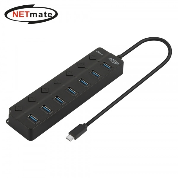 NETmate NM-UBC305 (USB허브/7포트) [블랙] ▶ [유·무전원/C타입] ◀