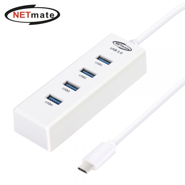 NETmate NM-UBC303W (USB허브/4포트) [화이트] ▶ [유·무전원/C타입] ◀