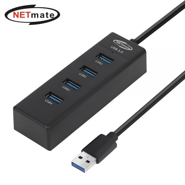 NETmate NM-UBA305 (USB허브/4포트) [블랙] ▶ [유·무전원/USB3.0] ◀