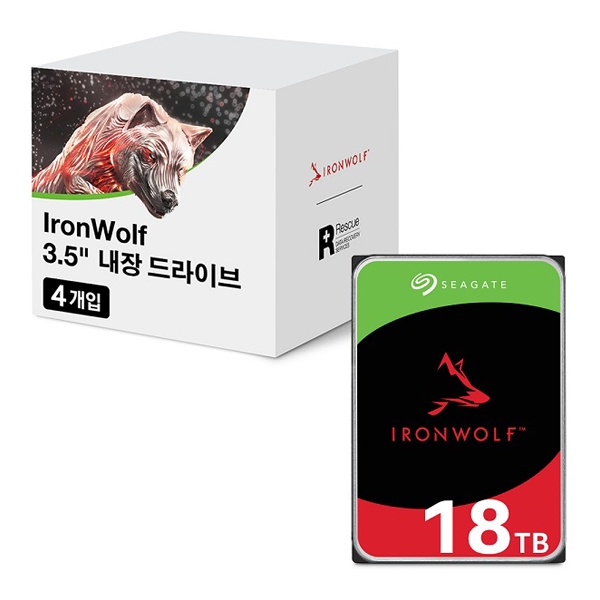 IRONWOLF PRO HDD 18TB ST18000NT001 멀티팩 (3.5HDD/ SATA3/ 7200rpm/ 256MB/ PMR) [4PACK]