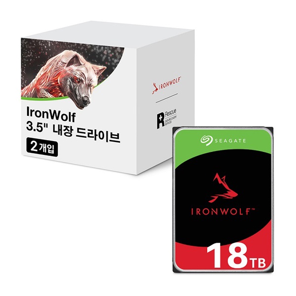 IRONWOLF PRO HDD 18TB ST18000NT001 멀티팩 (3.5HDD/ SATA3/ 7200rpm/ 256MB/ PMR) [2PACK]