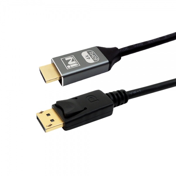 DisplayPort 1.2 to HDMI 2.0 변환케이블, 한쪽 실버메탈, 락킹 커넥터, IN-M4KDPH2M / INC285  [2m]