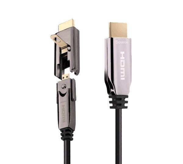HDMI to HDMI 2.0 광케이블, 다크그레이메탈, 배관용 한쪽 분리형 멀티소켓 [100m]