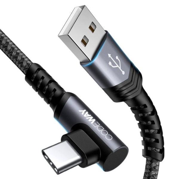 USB-A 2.0 to Type-C 고속 충전케이블, 한쪽 90도 꺽임, WU5171-1M [1m]