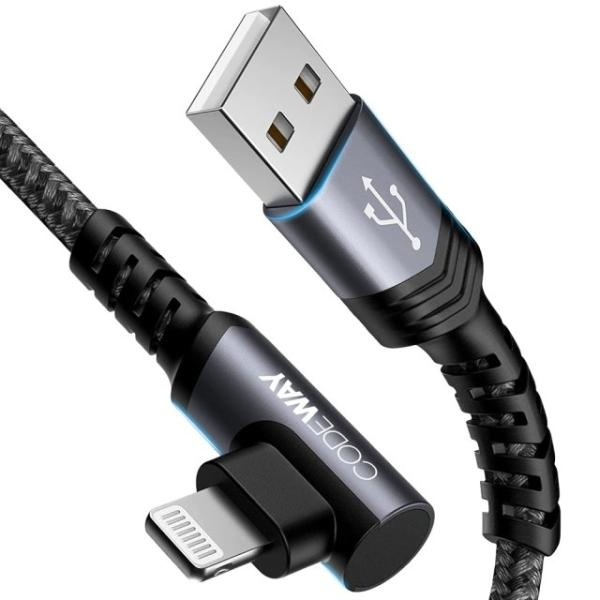 USB-A 2.0 to 8핀 고속 충전케이블, 한쪽 90도 꺽임, WU5181-2M [2m]