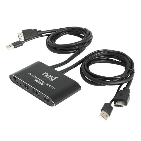 넥시 NX-7502KVM-4K [HDMI KVM스위치/4K/2:1/USB/케이블일체형][NX1281]
