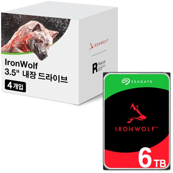 IRONWOLF HDD 6TB ST6000VN006 멀티팩 (3.5HDD/ SATA3/ 5400rpm/ 256MB/ PMR) [4PACK]
