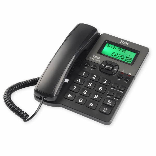 IK-600 발신자표시 전화기 팩스 카드 동시연결 강력벨 LCD 백라이트 블랙