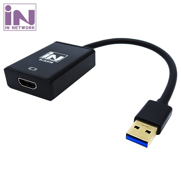 USB-A 3.0 to HDMI 컨버터, 오디오 미지원, IN-3UH19 / INV147 [블랙]