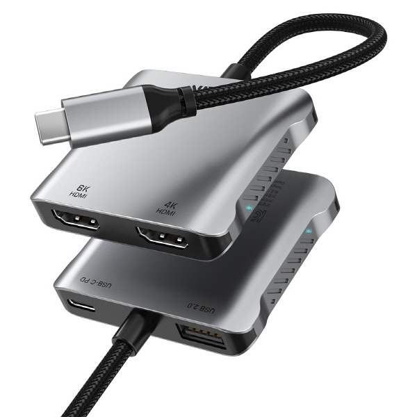 NEXT-오르토스 C to HDMI 듀얼 컨버터 (USB허브/2포트/멀티포트/무전원)