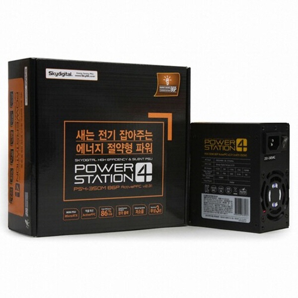 파워스테이션4 PS4-350M 86P ActivePFC V2.31 (M-ATX/350W)