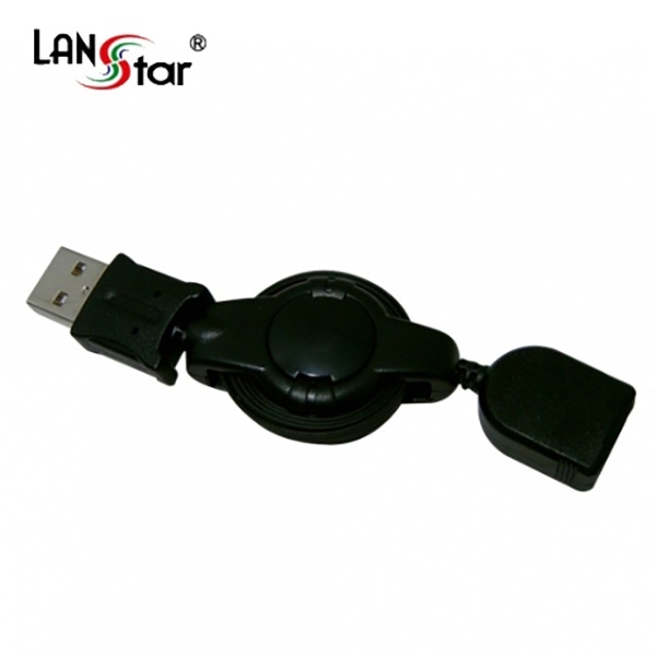 [AM-AF] USB-A 2.0 to USB-A 2.0 M/F 연장케이블, 자동 감김 오토릴, LS-ARUSB-AMF1M [블랙/0.7m]