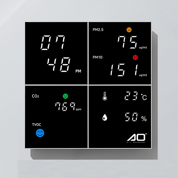 플라이토 AO LED 미세먼지 측정기 온습도 시계