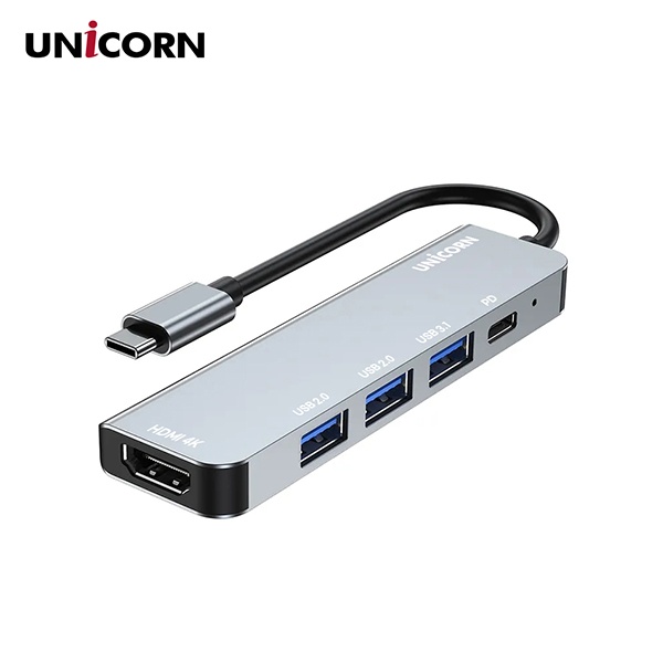 유니콘 TCH-P20 (USB허브/5포트/멀티포트) [그레이] ▶ [무전원/C타입] ◀