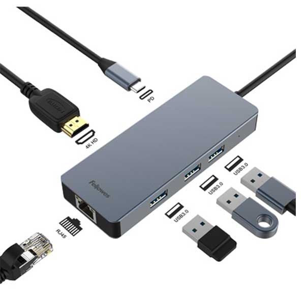 100007972 6in1 LAN+HDMI (USB허브/6포트/멀티포트) ▶ [무전원/C타입] ◀