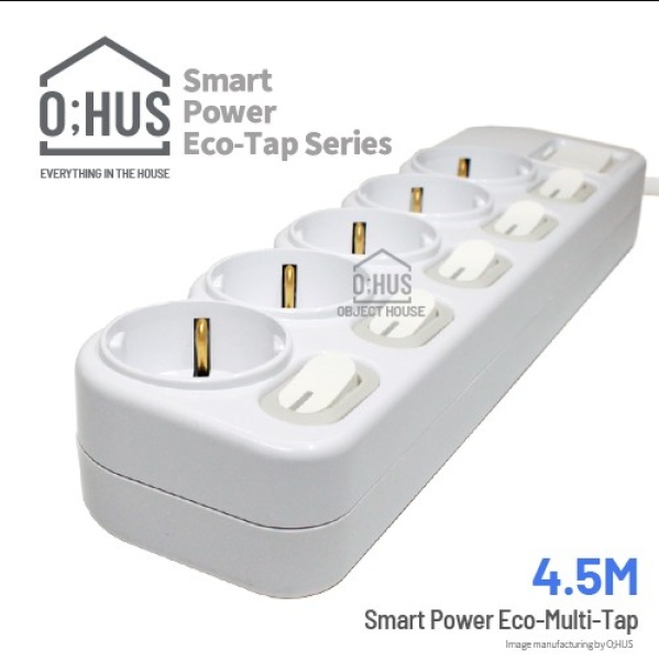 [O;HUS] 오후스 Eco-Tap series 절전형 5구 선길이 4.5M/휴대용 에코파우치 증정