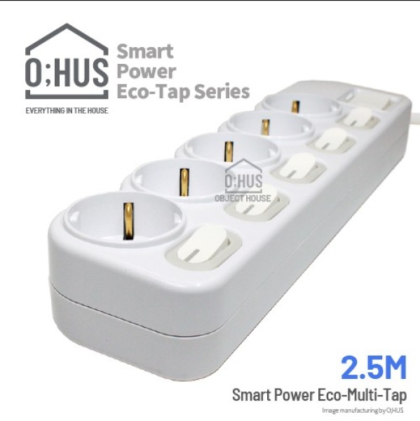 [O;HUS] 오후스 Eco-Tap series 절전형 5구 선길이 2.5M/휴대용 에코파우치 증정