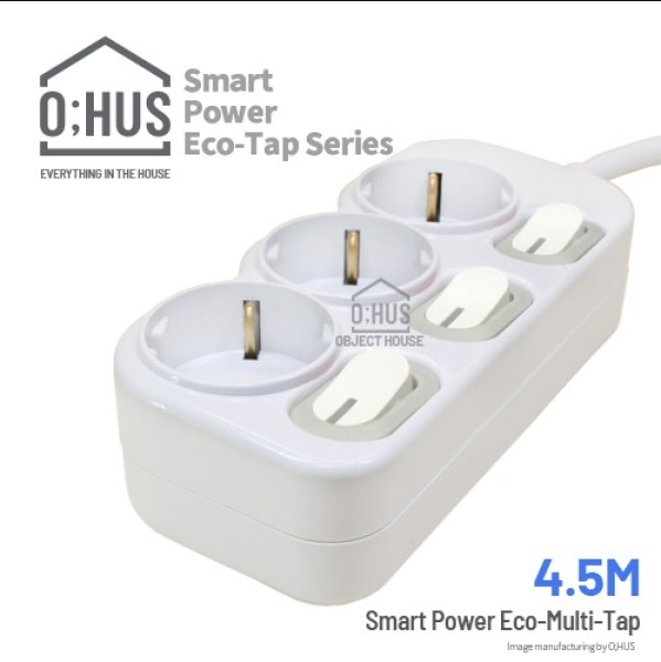 [O;HUS] 오후스 Eco-Tap series 절전형 3구 선길이 4.5M/휴대용 에코파우치 증정