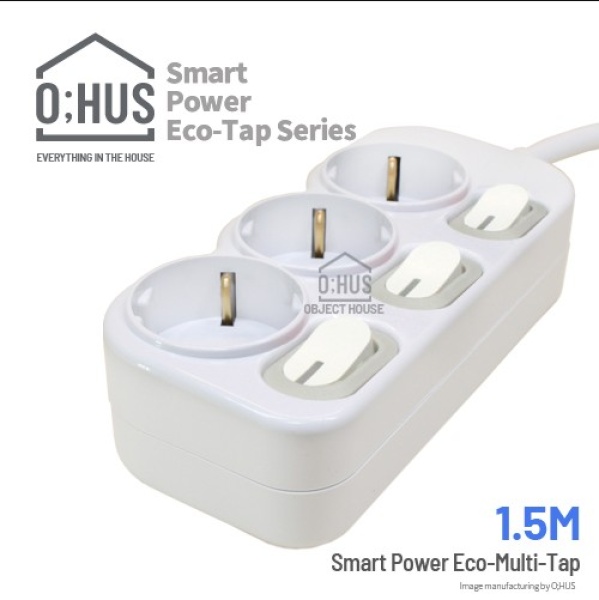 [O;HUS] 오후스 Eco-Tap series 절전형 3구 선길이 1.5M/휴대용 에코파우치 증정