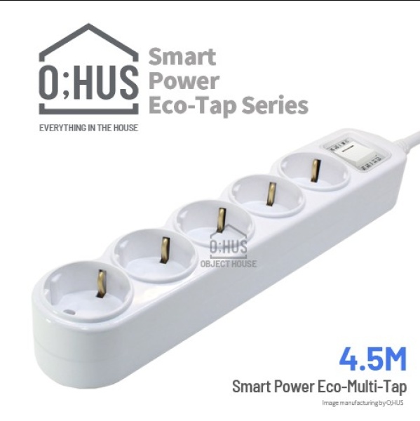 [O;HUS] 오후스 Eco-Tap series 일반형 5구 선길이 4.5M/휴대용 에코파우치 증정