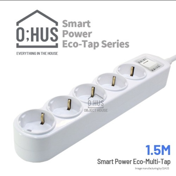[O;HUS] 오후스 Eco-Tap series 일반형 5구 선길이 1.5M/휴대용 에코파우치 증정