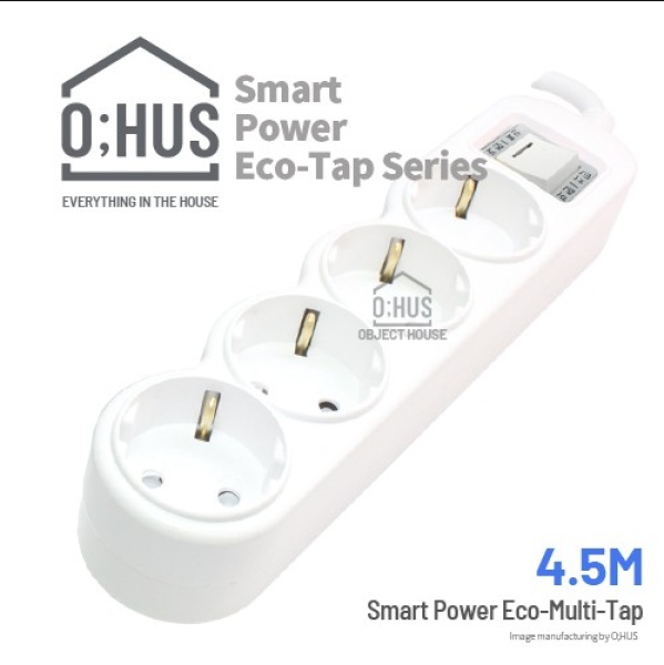 [O;HUS] 오후스 Eco-Tap series 일반형 4구 선길이 4.5M/휴대용 에코파우치 증정