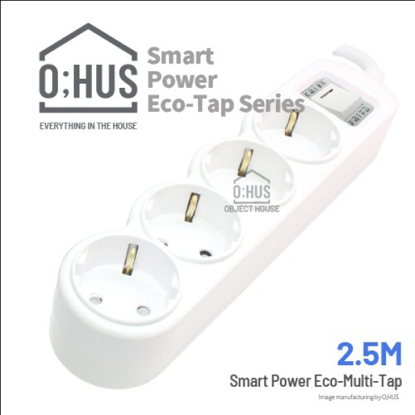 [O;HUS] 오후스 Eco-Tap series 일반형 4구 선길이 2.5M/휴대용 에코파우치 증정