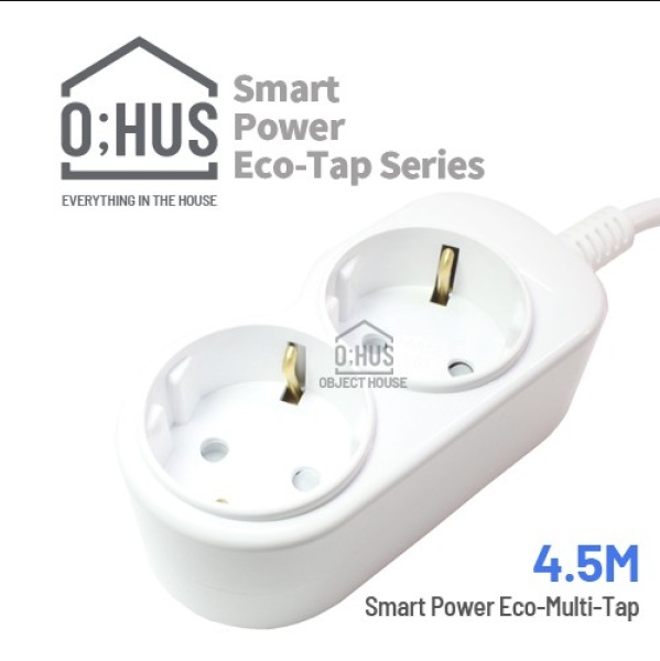 [O;HUS] 오후스 Eco-Tap series 일반형 2구 선길이 4.5M/휴대용 에코파우치 증정