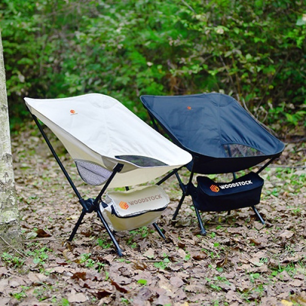 우드스탁 경량 간편한 캠핑 의자 휴대용 접이식 로우 체어 WSC-01 블랙