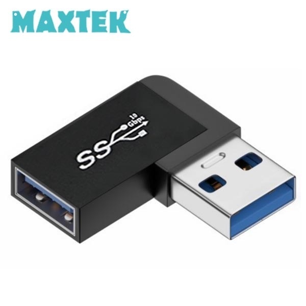 맥스텍 USB 3.2 M/F 연장젠더 우향 90도 꺽임 10Gbps GEN2 [MT460]