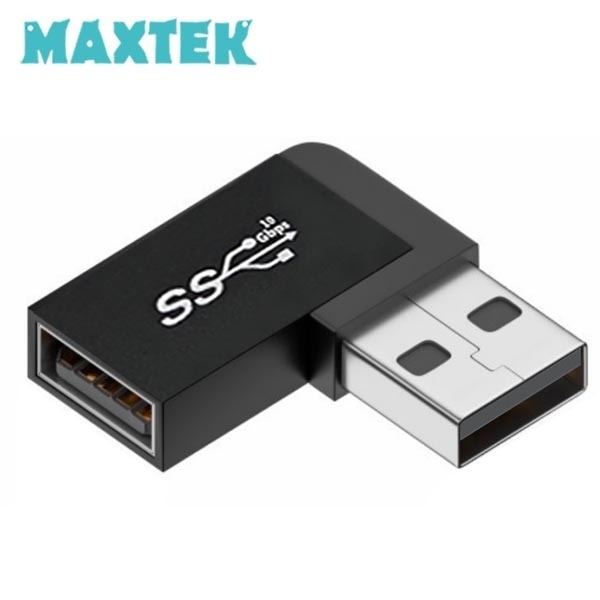 맥스텍 USB 3.2 M/F 연장젠더 좌향 90도 꺽임 10Gbps GEN2 [MT461]
