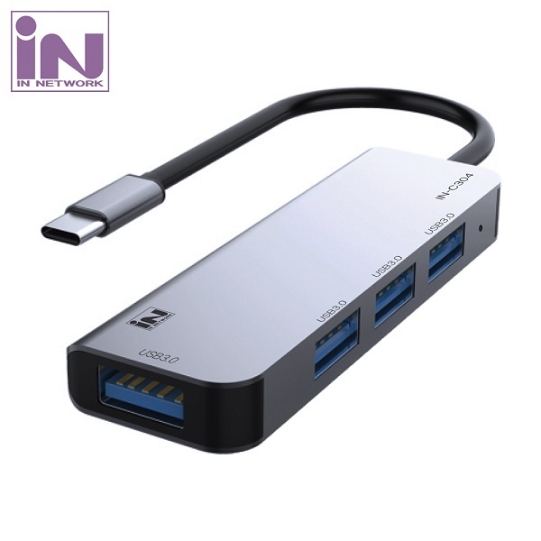 인네트워크 IN-C304 / INV161 (USB허브/4포트)  [알루미늄 메탈] ▶ [무전원/C타입] ◀