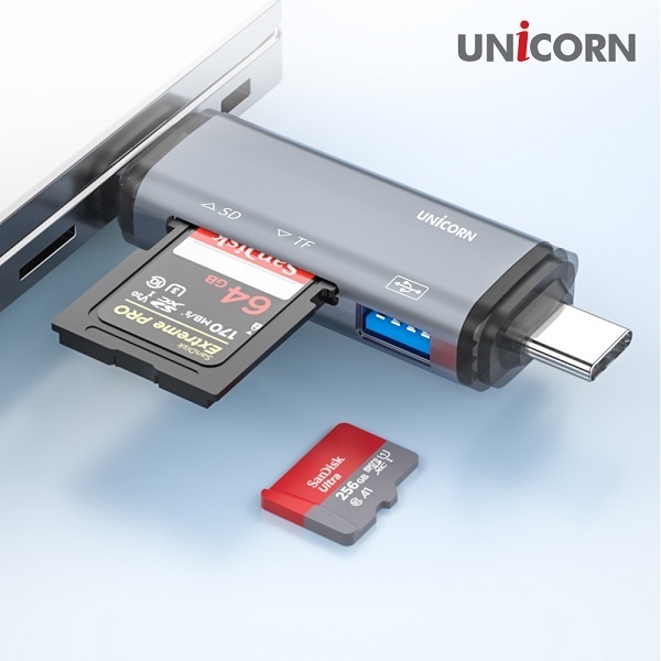유니콘  XC-3000M  OTG멀티카드리더기 A타입/C타입/IOS 8핀 USB3.1포트지원
