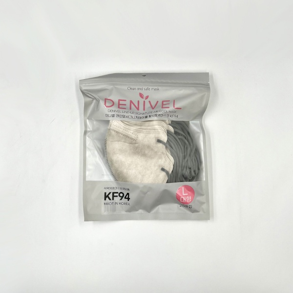 데니벨 KF94 국산 새부리형 컬러 대형 마스크 25매입 패션 데일리 그레이