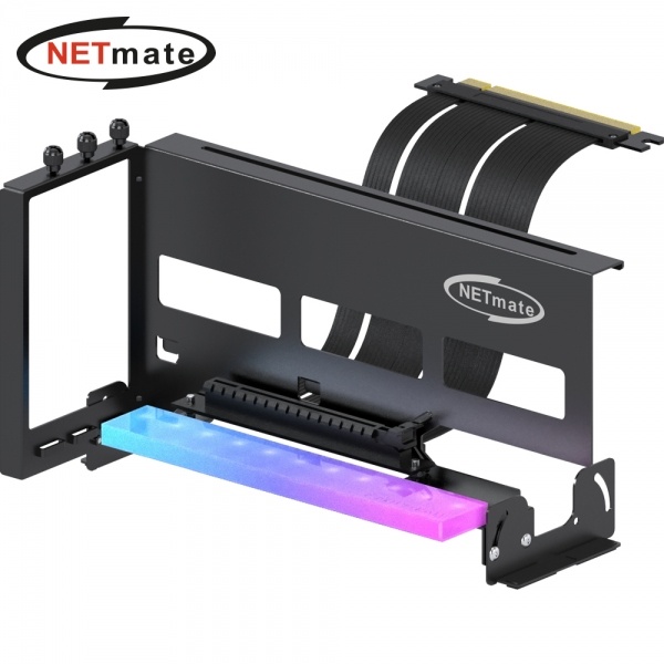 넷메이트  PCI-E 4.0 라이저 케이블 ARGB 지지대 키트 (블랙/각도조절) [NM-HPI33314]
