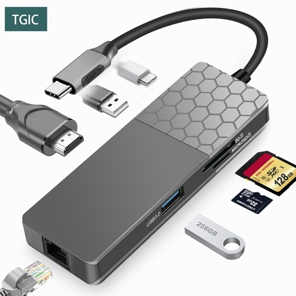 TGIC TGMHL-G1000 LAN (USB허브/7포트/멀티포트) ▶ [무전원/C타입] ◀