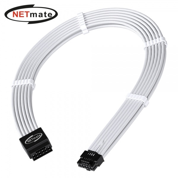 넷메이트  PCI-E 5.0 12VHPWR 연장 슬리빙 케이블 0.3m (화이트) [NM-DPR1791]