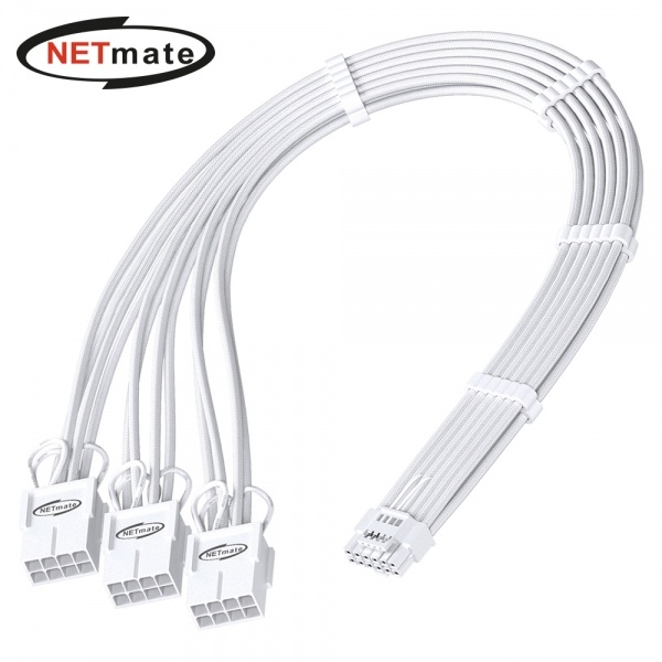 넷메이트  12VHPWR to PCI-E 8핀x3 변환 슬리빙 케이블 0.3m (올화이트) [NM-DPR1862 ]