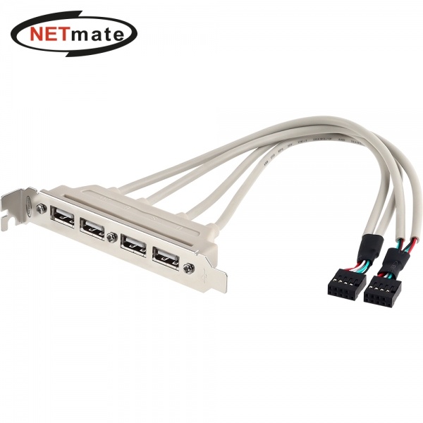 넷메이트  USB2.0 4포트 브라켓 케이블 0.3m [NMB-U204 ]