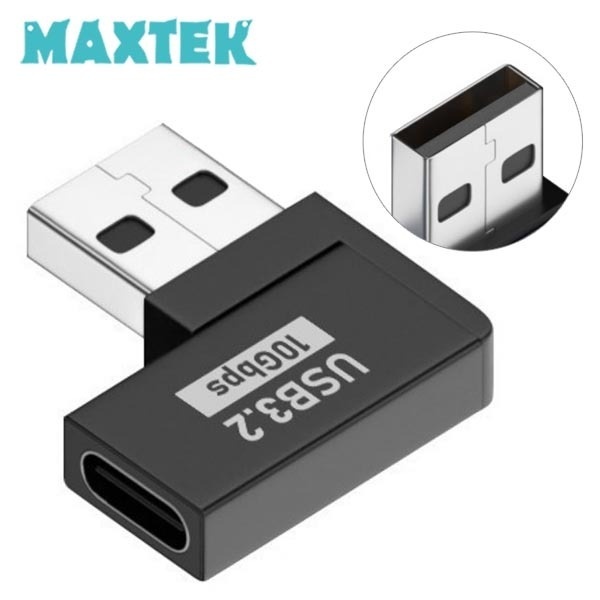 맥스텍 USB3.1 to C타입 M/F 연장 변환 젠더 우향 90도 꺽임 [MT481]