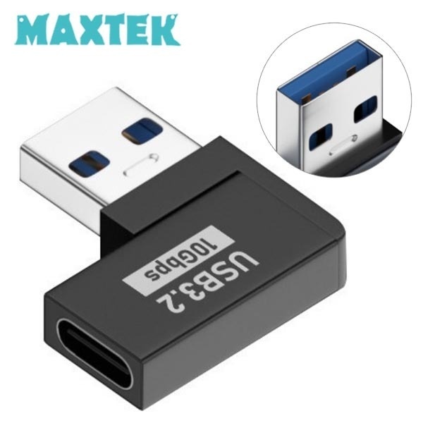 맥스텍 USB3.1 to C타입 M/F 연장 변환 젠더 좌향 90도 꺽임 [MT480]