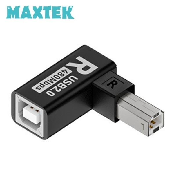 맥스텍 USB 2.0 B타입 연장 젠더 Type-B 5V 2A [우향 90도 꺽임] [MT593]