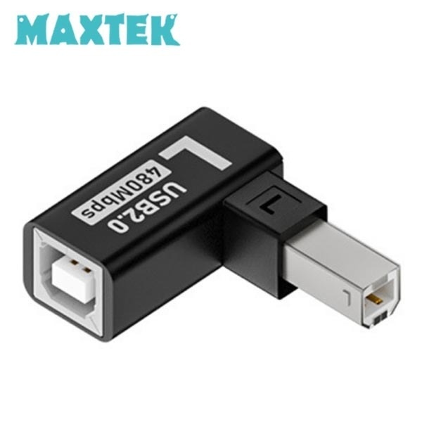 맥스텍 USB 2.0 B타입 연장 젠더 Type-B 5V 2A [좌향 90도 꺽임] [MT592]