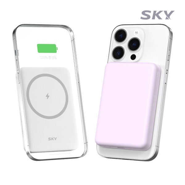 [SKY] 스카이 필 맥세이프 무선 보조배터리 5000mAh+링스티커 [SKY-BM05]  [20개 이상 할인]