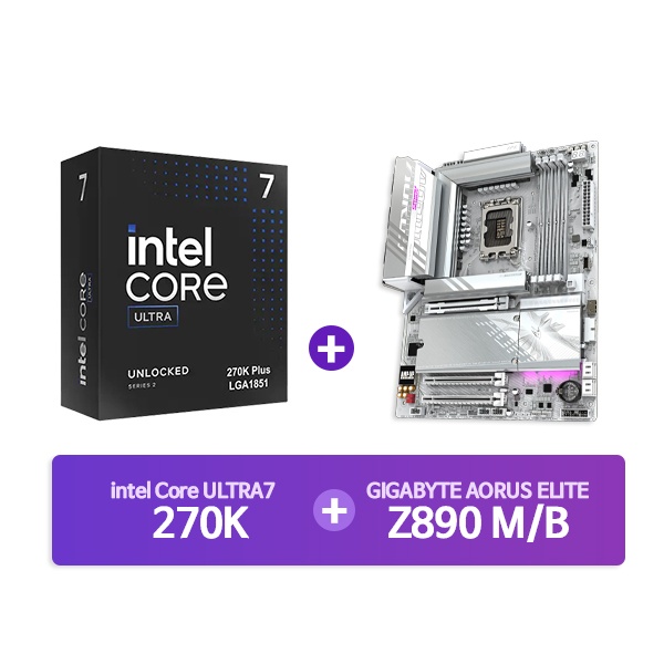 Ultra7 프로세서 270K 정품박스 + GIGABYTE Z890 AORUS ELITE WIFI7 ICE 피씨디렉트 [결합할인]