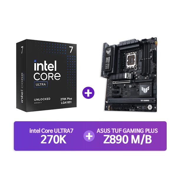 Ultra7 프로세서 270K 정품박스 + ASUS TUF GAMING Z890-PLUS WIFI 코잇 [결합할인]